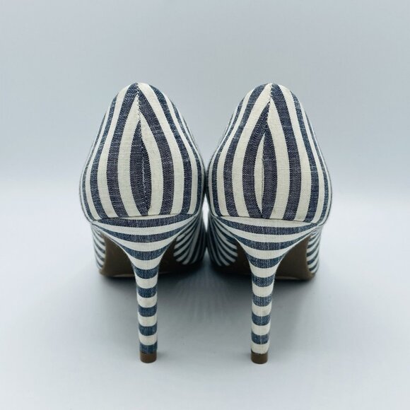 Merona Shoe Womens Size 7 Blue Striped Heels Stiletto Pointy Toe Slip On Comfort - Picture 7 of 11